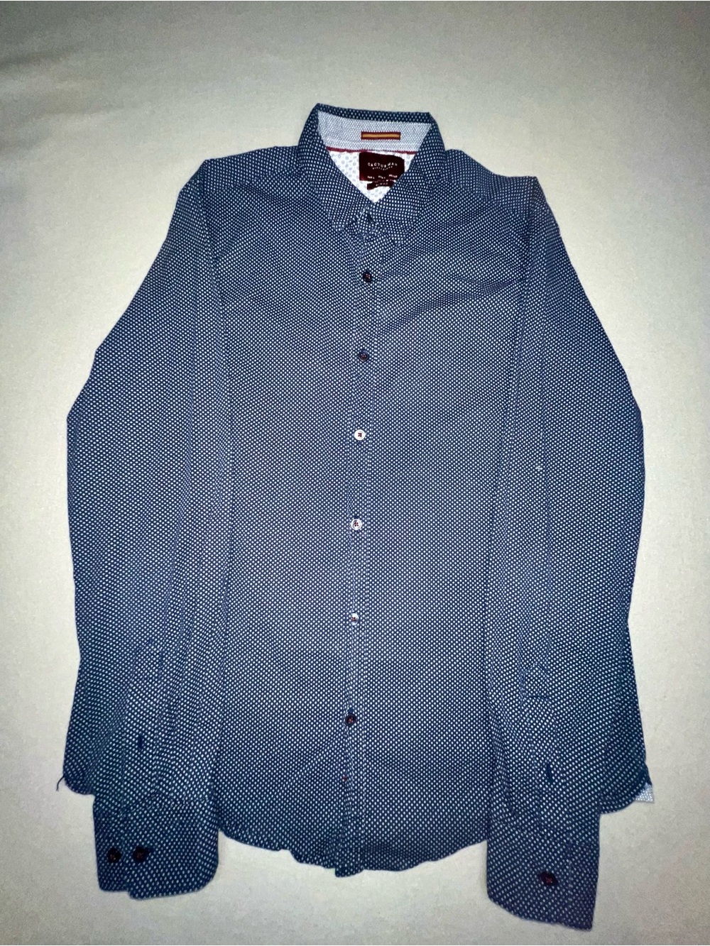 Cactus Man Ricky Singh Mens Blue Geometric Slim Fit Long Sleeve Button Shirt L